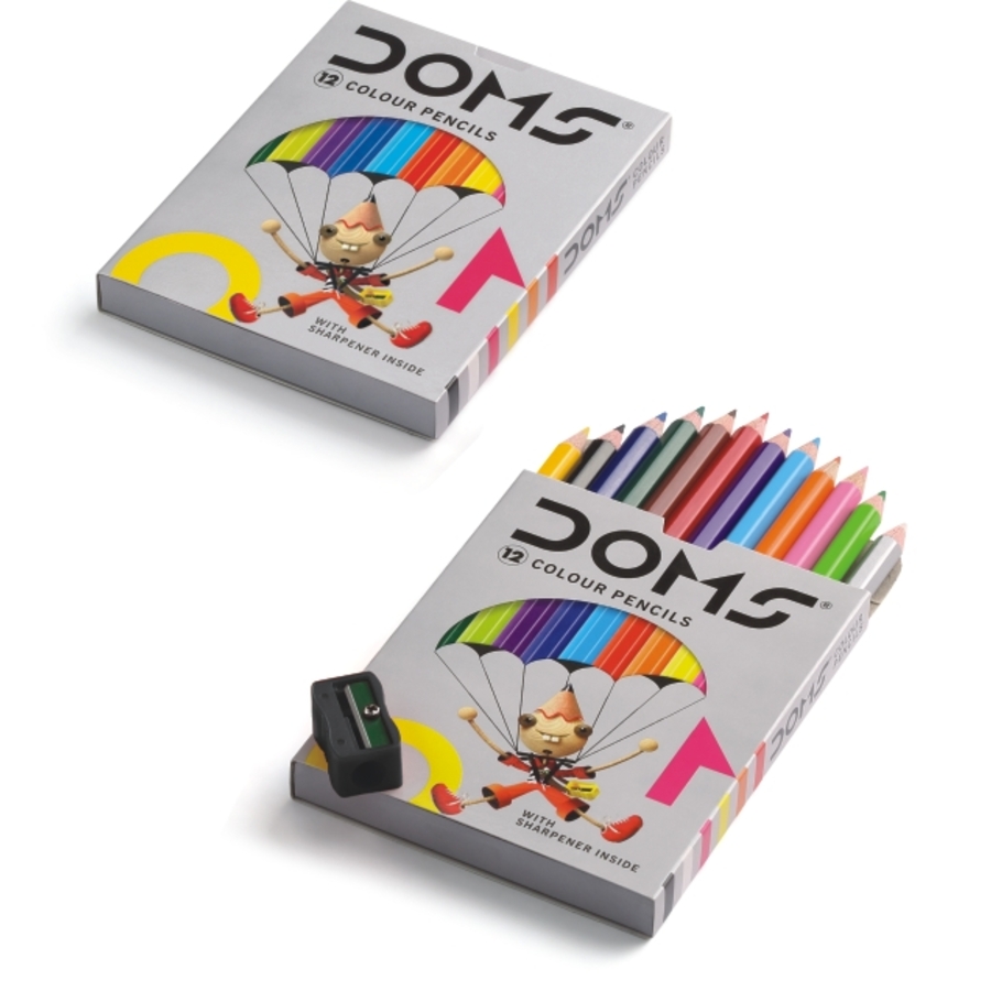 Doms Kuru Boya Kalemi 12 Renk Yarım Boy X 12'li Paket